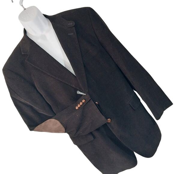 LAUREN BY RALPH LAUREN! LUXE BLACK FINE WALE CORDUROY ELBOW PATCH JACKET! SZ 46R - Picture 11 of 11